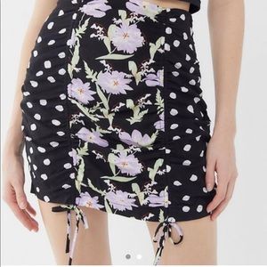 Urban Outfitters Mixed Print Skirt - Black Polka Dot & Purple Floral